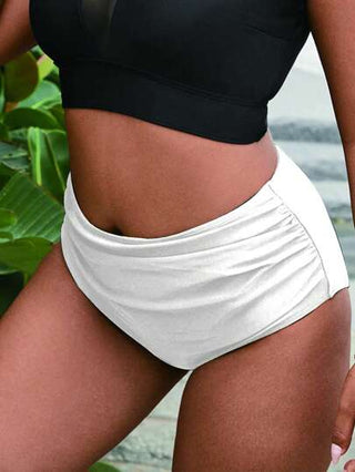 Swim Lushoire بيكينى أسفل بخصر عالى أبيض للمرأة البدينة