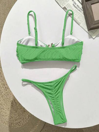 Swim Vcay البكيني معدني المنسوج بحمالات سباغيتي بتقنية الإنتارسيا الساخن