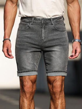 Manfinity Homme شورت جينز رجالي عصري، مناسب للصيف