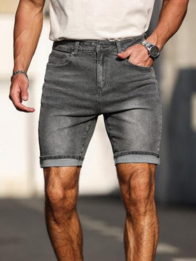 Manfinity Homme شورت جينز رجالي عصري، مناسب للصيف