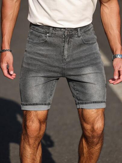 Manfinity Homme شورت جينز رجالي عصري، مناسب للصيف