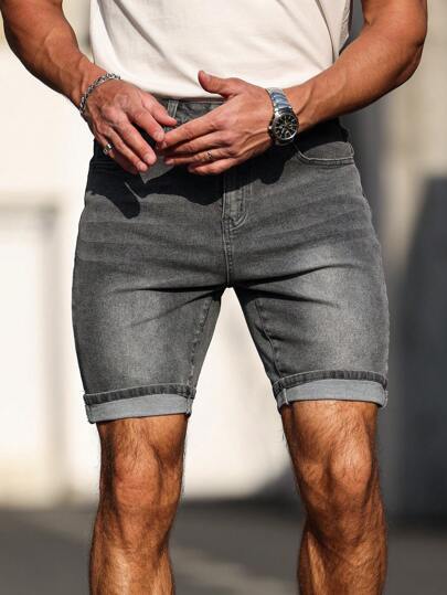 Manfinity Homme شورت جينز رجالي عصري، مناسب للصيف