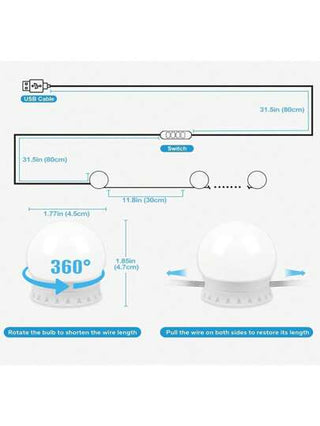 مرآة مكياج LED قابلة للتعديل 3 ، تتميز ب- 3 وضعيات إضاءة قابلة للتعديل. أضواء LED عالية السطوع، تعمل بإمداد طاقة USB، مناسبة للإضاءة المساعدة لمرايا المكياج أو طاولات المكياج. إنها مصباح زخرفي LED (بدون مرآة) لطاولات المكياج أو مكاتب المكياج الحديثة