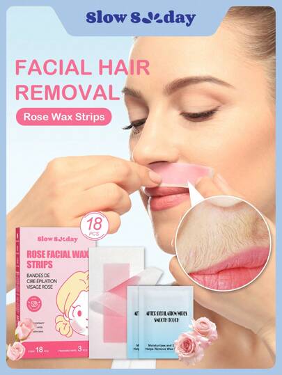 شرائط شمع الوجه SlowSunday Rose، إزالة الشعر بالشمع، مصممة للشفاه والحواجب، لنهاية ناعمة ومغذية، مع كيس زيتي لإزالة البقايا، ليوم الحب، هدية عيد الحب، هدية عيد الحب، لرمضان تجمعات مهرجان رمضان والهدايا
