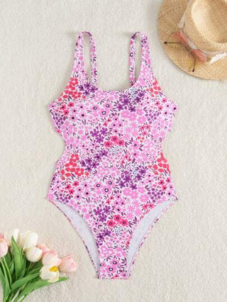 مايوه حريمي قطعة واحدة Swim Mod بدلة سباحة قطعة واحدة مزخرفة بالأزهار الصغيرة للنساء للاستخدام في العطلات