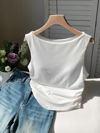 EZwear ملابس علوية تانك بسادة وسادة بسيطة لربيع / صيف