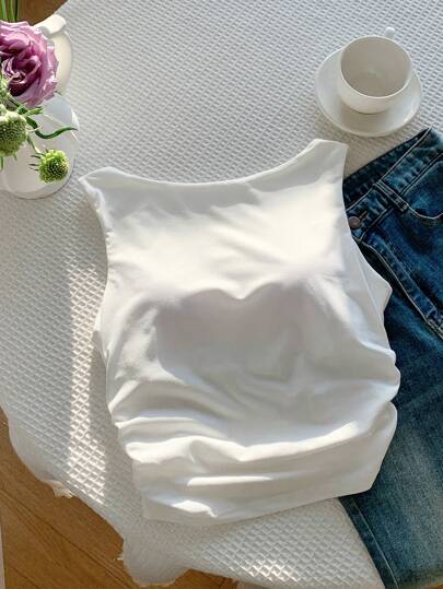 EZwear ملابس علوية تانك بسادة وسادة بسيطة لربيع / صيف