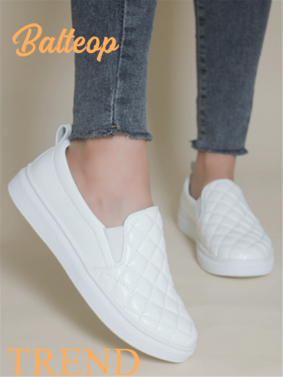BALTEOP أحذية رياضية مريحة للنساء للارتداء اليومي، مصنوعة من جلد وقماش مربع مع حزام مطاطي للارتداء السهل