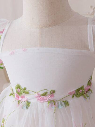 فساتين بيبي Glamorique Kids فستان نسائي للأطفال الرضع والصغار ذي أكمام منفوشة مطرز بزهور مناسب لربيع وصيف