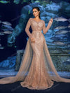 فستان ساحر للأعياد والحفلات الرسمية ذو تصميم أنثوي خيالي مطرز بالخرز على شكل بحري مع طبقة شفافة مناسب لحفلات الحدائق، وأحداث السجادة الحمراء، والزفاف ذي الموضوع البحري، وتصوير جلسات الصور المائية