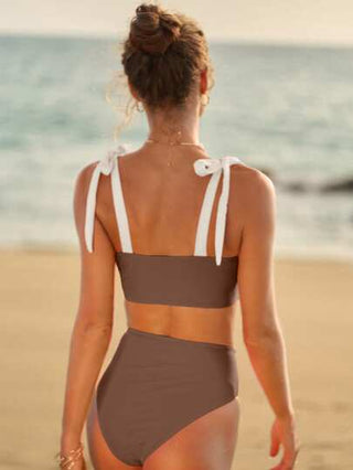 طقم تانكيني حريمي Swim Mod بدلة سباحة تانكيني مصنوعة من قطع مربعة متعددة الألوان، مناسبة للشاطئ والعطلات