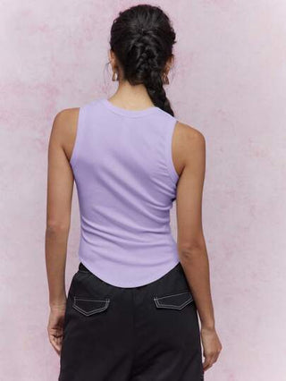 MISSGUIDED خزان قمصان قطني ذو حافة مموج، أساسي للتدريب الرياضي والجيم واللياقة البدنية، بدون أكمام، للركض والتمرين واليوغا، رياضي صيفي، ظهر متفصل والحافة منحنية ضرورية