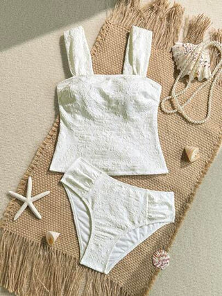 طقم تانكيني حريمي Swim Mod مجموعة من قطعتين من ملابس السباحة للنساء مصنوعة من نسيج جاكارد بنقوش صيفية