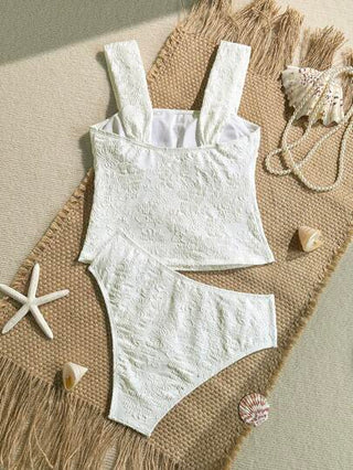 طقم تانكيني حريمي Swim Mod مجموعة من قطعتين من ملابس السباحة للنساء مصنوعة من نسيج جاكارد بنقوش صيفية