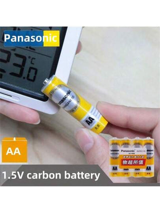 Panasonic بطارية كربون أصلية جديدة من باناسونيك قابلة للتخلص منها بجهد 1.5 فولت من نوع AA/AAA، بطاريات آمنة قوية مضادة للانفجار مناسبة للأجهزة منخفضة الأداء مثل المنبهات والآلات الحاسبة والساعات وأجهزة التحكم عن بعد والألعاب والفئران وما إلى ذلك