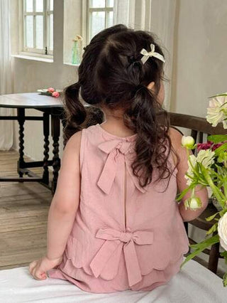 مجموعة ملابس علوية وشورت ملون عادي لطفلة بيبي بياقة مستديرة، مكون من قطعتين