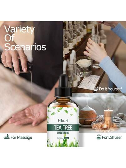 Hllozzi زيت أساسي شجرة الشاي متعدد الأحجام 30 مل / 100 مل، عطر لامع دائم، يخلق جوا مريحا، محمول، مناسب للجسم والأيدي والوجه، يمكن استخدامه مع جهاز نشر الروائح / عيدان النشر / حجارة النشر، مناسب للمنزل والسيارة والسفر والخارج، هدية مثالية للعطلات