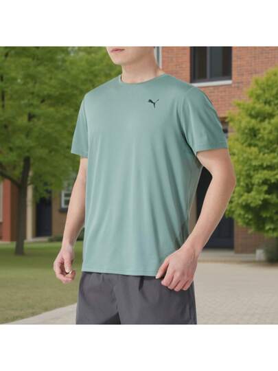 Puma قميص رياضي تي شيرت قطعة واحدة بياقة دائرية وأكمام قصيرة. رياضي مريح وقابل للتنفس. المقاس M