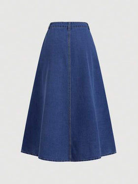 SHEIN MOD تنورة جينز كاجوال فضفاضة طويلة باللون الأزرق للنساء، بورتوريكو، المكتب، عيد الحب، التسعينيات، الربيع، تنانير جينز، تنانير جينز للنساء، كاوجيرل، تنورة عصر النهضة، تنورة عمل