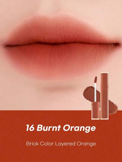 Rom&nd رومند BLUR FUDGE TINT 16 برتقالي محترق، أحمر شفاه رومند، لمعة الشفاه، لمعة الشفاه المطفأة، ملمس كريمي خفيف، سهل الاستخدام، لون طويل الأمد، صبغة عالية، غير مجفف، ناعم كالحرير، نهاية مطفأة، قابل للمزج، مكياج كوري، مستحضرات تجميل كورية، طقم هدايا، 5.0