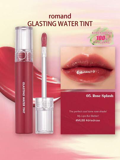 Rom&nd رومان GLASTING WATER TINT 05 رذاذ الورد، غشاء ندي قابل للتنفس، لمعان زجاجي خفيف الوزن، تقنية تدرج قوس ، هلام شاي الخوخ الشفاف، حجاب نجمي وردي ذهبي شفاف، بريق نعناع ثلجي، عصا لمسة إصلاح صغيرة، إصدار محدود عطلة نباتي، سر خفيف الوزن بدون وجه، مكياج كو