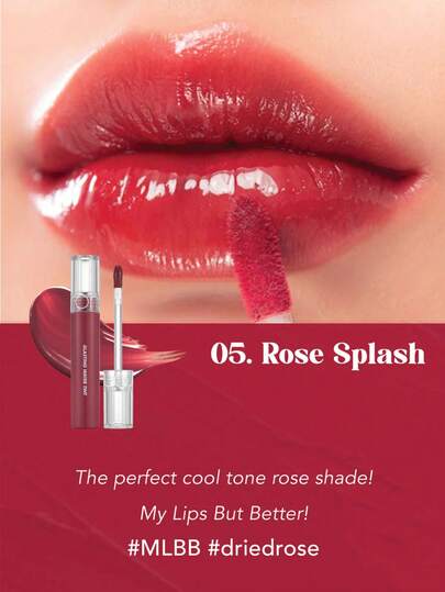 Rom&nd رومان GLASTING WATER TINT 05 رذاذ الورد، غشاء ندي قابل للتنفس، لمعان زجاجي خفيف الوزن، تقنية تدرج قوس ، هلام شاي الخوخ الشفاف، حجاب نجمي وردي ذهبي شفاف، بريق نعناع ثلجي، عصا لمسة إصلاح صغيرة، إصدار محدود عطلة نباتي، سر خفيف الوزن بدون وجه، مكياج كو