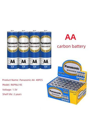 Panasonic بطارية كربونية ذات سعة عالية للبطاريات 1.5 فولت AA/AAA من باناسونيك, آمنة وقوية ومضادة للانفجار، مناسبة للأجهزة ذات الأداء المنخفض مثل المنبهات والحاسبات والساعات والأجهزة التحكم عن بعد واللعب والفئران وما شابه