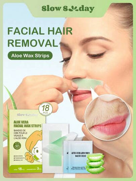 شرائط شمع الوجه من SlowSunday من الألوفيرا، إزالة الشعر بالشمع، مصممة للشفاه والحواجب، لنهاية ناعمة ومغذية، مع عبوة زيتية لإزالة البقايا، للجسم والساقين والذراعين، ليوم الحب، هدية عيد الحب، هدية عيد الحب، لرمضان وتجمعات مهرجان رمضان