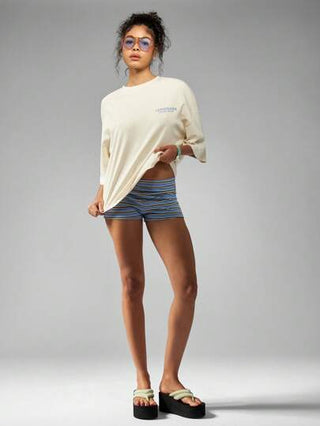 MISSGUIDED تيشيرت كاجوال مطبوع بالفاكهة، طبعة ليمون لوس أنجلوس الطازج كبير الحجم، قطن مرن مطبوع صيفي للشاطئ والعطلات والمهرجانات