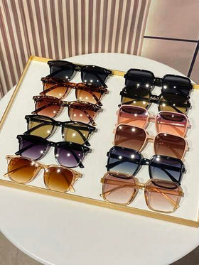 12 قطعة/6 قطع نظارات بإطار بلاستيكي بتصميم هندسي ومربع لموضة Y2K أنيقة وجذابة، مناسبة للشارع والمواعيد وحفلات الموسيقى والمدونات والعطلات والأناقة الصيفية للشاطئ والسفر والأنشطة الخارجية، إطار مربع كبير للخروج والعودة للمدرسة