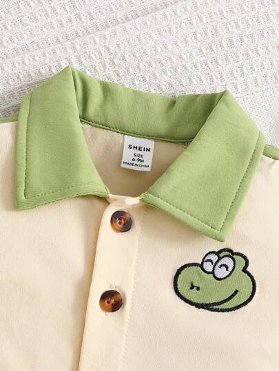 SHEIN Playful Pals 3 قطع طقم ملابس للأطفال الرضع الصبيان يتكون من قميص كم قصير مطرز ببدلة محبوك وحقيبة صغيرة جسمية،للربيع والصيف،ملابس أطفال،ملابس رضع صبيان، أحجام من 6 شهور إلى 3 سنوات