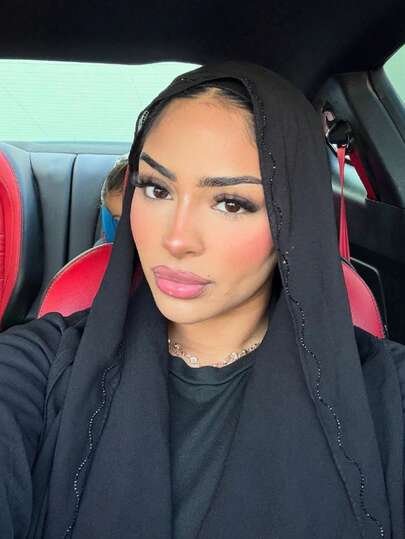 وشاح طويل كاجوال محافظ من الشيفون الناعم ذو نمط هندسي مرصع بالراين للنساء، وشاح عربي أحادي اللون مناسب للاستخدام اليومي مع الملابس