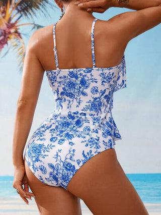 طقم تانكيني حريمي Swim Lushoire طقم ملابس سباحة تانكيني مطبوع بطبعات الأزهار الاستوائية للنساء، للعطلات والشاطئ