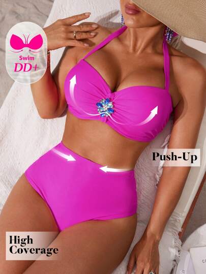 طقم تانكيني حريمي Swim DD+ طقم بكيني بلا حمالات مقاس DD+