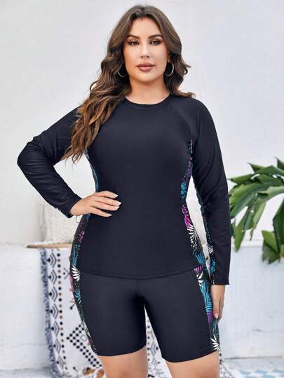 Swim SPRTY بيكيني بحجم كبير فوقي مع أكمام طويلة، موضة الصيف