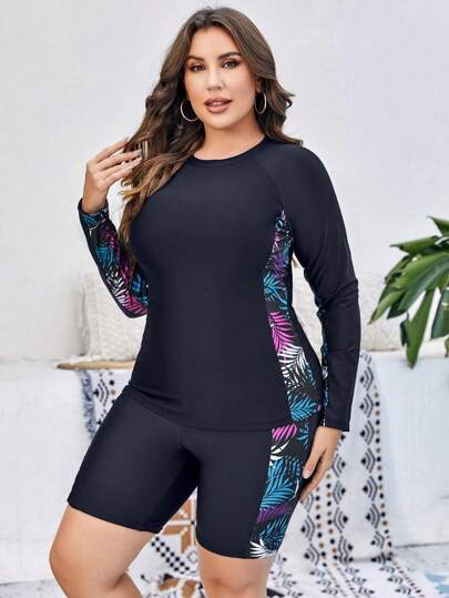 Swim SPRTY بيكيني بحجم كبير فوقي مع أكمام طويلة، موضة الصيف