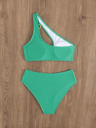 Swim طقم بيكيني لون سادة، ملابس سباحة وسراويل سباحة عصرية، مناسبة للصيف