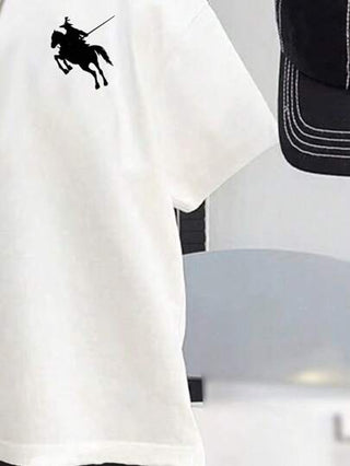 SHEIN 2 قطعة/مجموعة من سترة وشورت صيفية لفتيان المراهقين مستوحاة من رسومات الفرسان و الحروب، بتصميم عصري مناسب للصيف