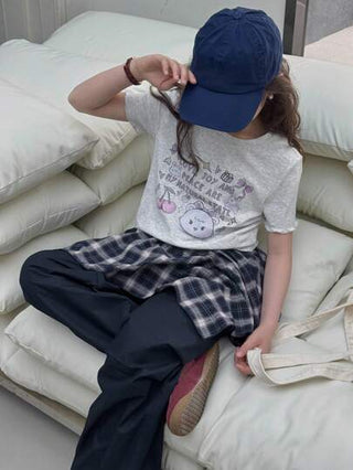 girls-sets DAZY 3 قطع طقم بنطلون بناتي حديث للفتيات: تي شيرت بياقة مستديرة بأكمام قصيرة مطبوعة + تنورة رقبة مربعة + بنطلون ، مناسب للربيع والصيف، مقاس كبير الحجم