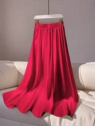 PETITE تنورة ستان أنيقة على شكل خط A ، عصرية