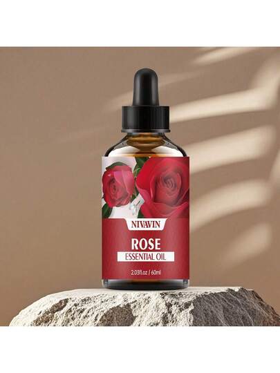 NIVAVIN زيت عطري أساسي بعطر الورد 30/60 مل، رائحة زهرية دائمة ، مصمم بشكل جميل ، للوجه والشعر والبشرة والجسم ، مناسب للمنزل والسيارة والسفر ، سهل الحمل ، هدية رائعة
