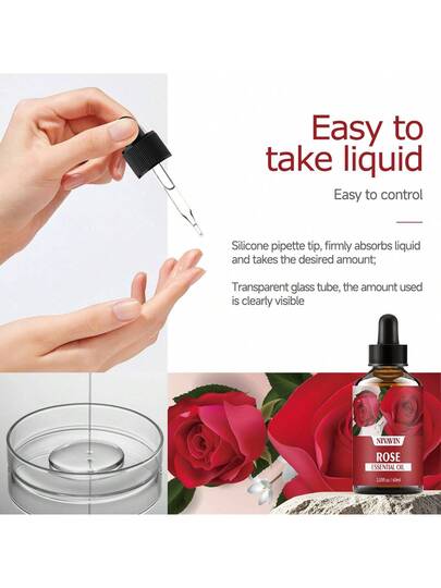 NIVAVIN زيت عطري أساسي بعطر الورد 30/60 مل، رائحة زهرية دائمة ، مصمم بشكل جميل ، للوجه والشعر والبشرة والجسم ، مناسب للمنزل والسيارة والسفر ، سهل الحمل ، هدية رائعة