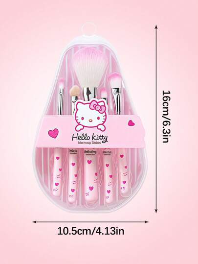Sanrio قطعة واحدة طقم فرش مكياج كيوت هالو كيتي 5 قطع, فرش ناعمة محمولة باعتبارها هدية عيد ميلاد لصديقات, مبتدئ المكياج
