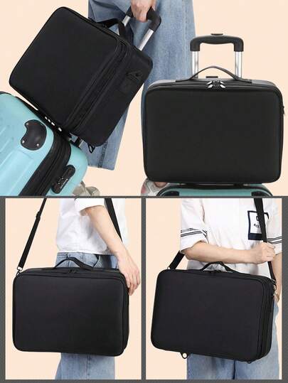 حقيبة مكياج محمولة للسفر مقاومة للماء، منظم مكياج احترافي، حالة مكياج محمولة مع تقسيمات للمكياجية والمانيكيرست وفنان المكياج، سعة كبيرة، حزام كتف، هدية مثالية للأم والأصدقاء والمعلمين والعرائس