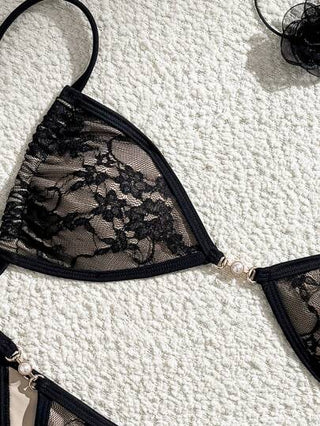 طقم تانكيني حريمي Swim Mod مجموعة من 2 قطعة للمرأة بيكيني محبوك ملون أحادي بتصميم رباط بأعلى الظهر وخلفية مفتوحة، مثير مع تنورة داخلية