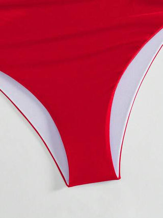 مايوه حريمي قطعة واحدة Swim Basics 1 قطعة بدلة سباحة لونية غامقة بكشكشة موحدة للنساء في العطلة والشاطئ