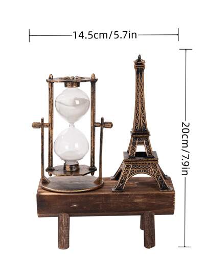SHEIN ديكور برج حديدي رتروي إبداعي، ديكور منزلي بسيط لغرفة المعيشة، الدراسة، مكتب العمل، ساعة رمل خشبية، ديكور منزلي ، تحفه هدايا مميزة