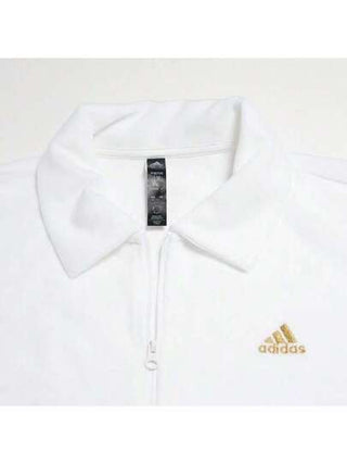 Adidas بلوزة نسائية كاجوال فضفاضة مطوية الياقة IA3175، خريفية