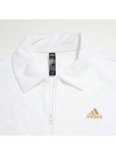 Adidas بلوزة نسائية كاجوال فضفاضة مطوية الياقة IA3175، خريفية
