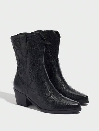 Daringsoles بوت كاحلية برقبة غربية ذات كعب عالٍ ورؤوس مدببة، موديل أنيق للنساء